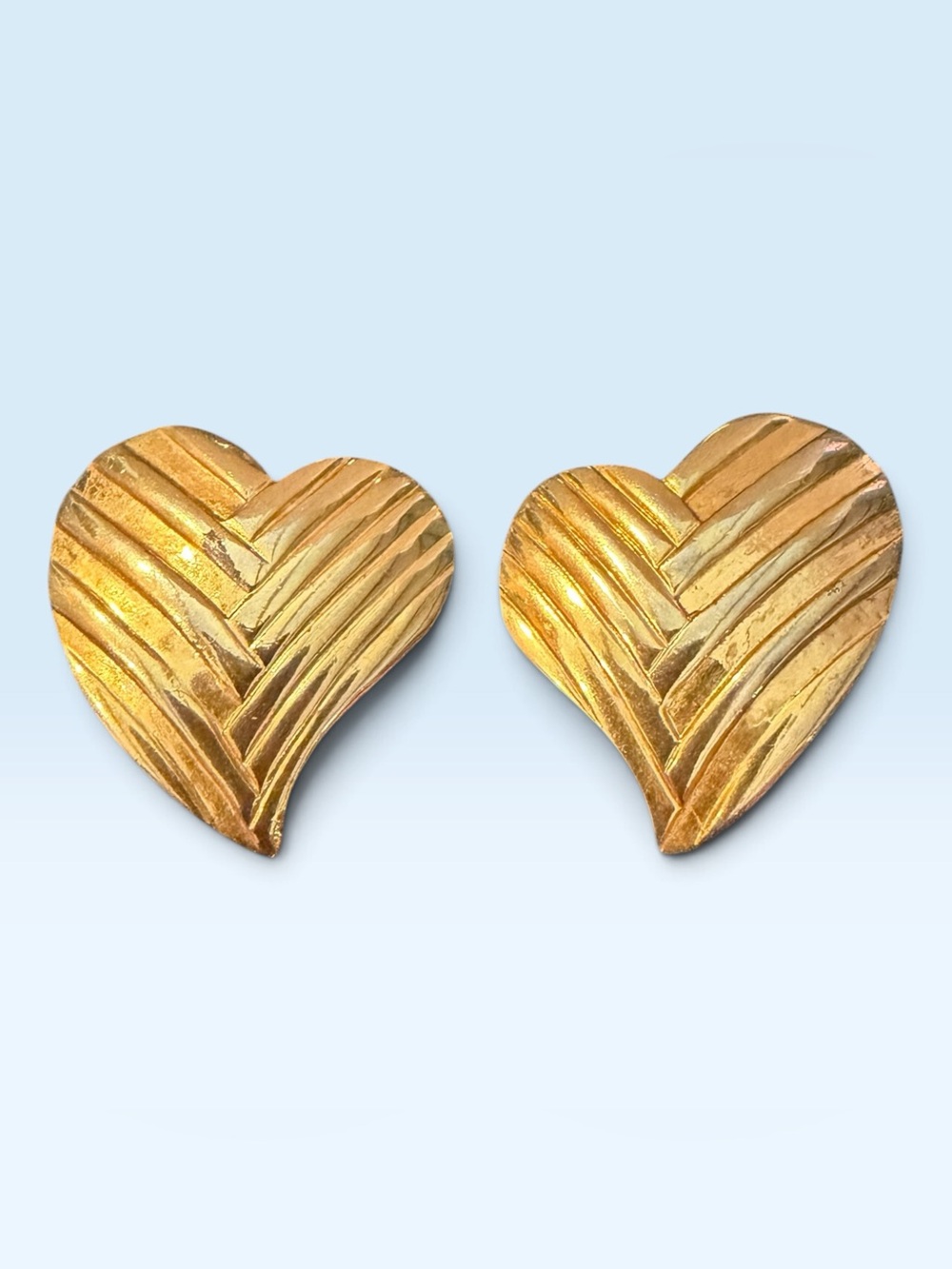 Gold Heart Clip-On Earrings - Women's Jewelry